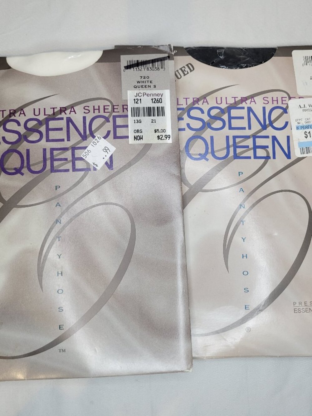 Lot of 2 Vtg Essense Magazine Ultra Sheer Pantyhose White & Jet Black